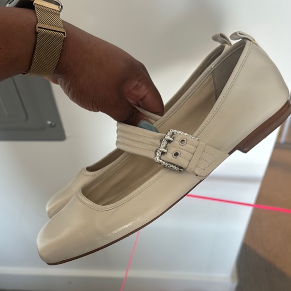 Dolce Vita Cream Square Toe Flats with Straps - Picture 3 of 5